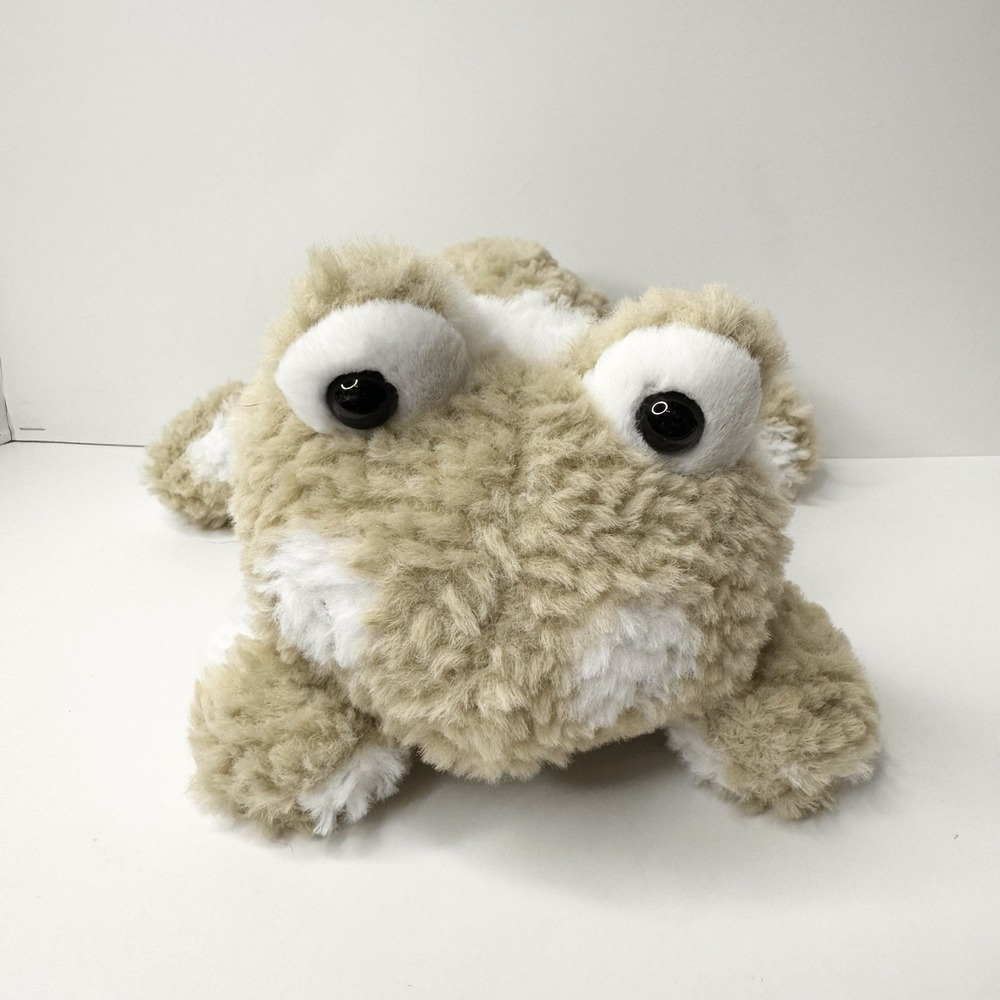 Hobby Lobby Shaggy Frog Plush Light Tan/Beige White Spotted Stuffed Animal 9" - Picture 3 of 11